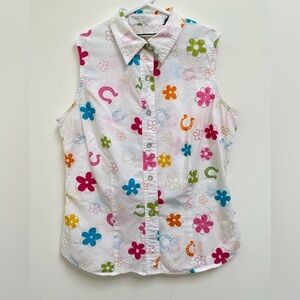 Shyanne 💯 Cotton Shirt with Multicolor Floral & Horseshoe Print